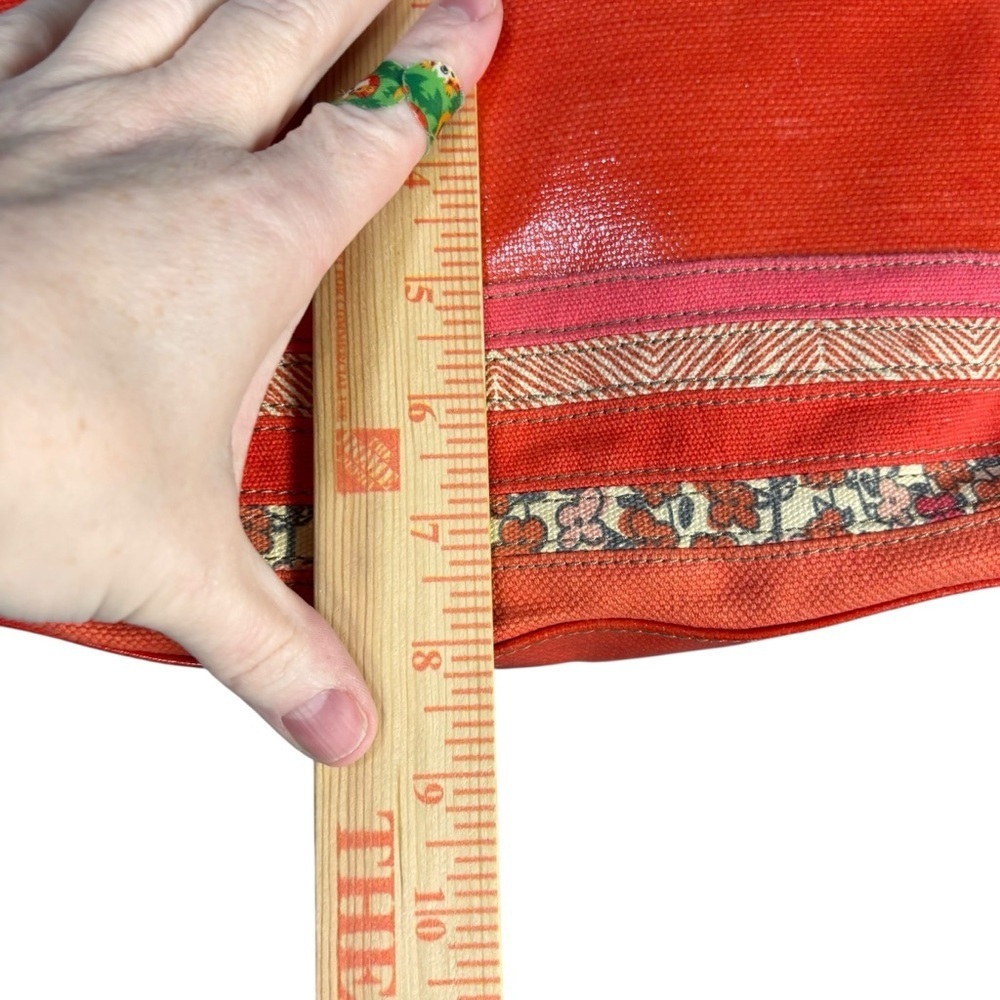 Fossil Key-Per Vintage Inspired Coated Canvas Dome Satchel – Orange Multi - Picture 13 of 15